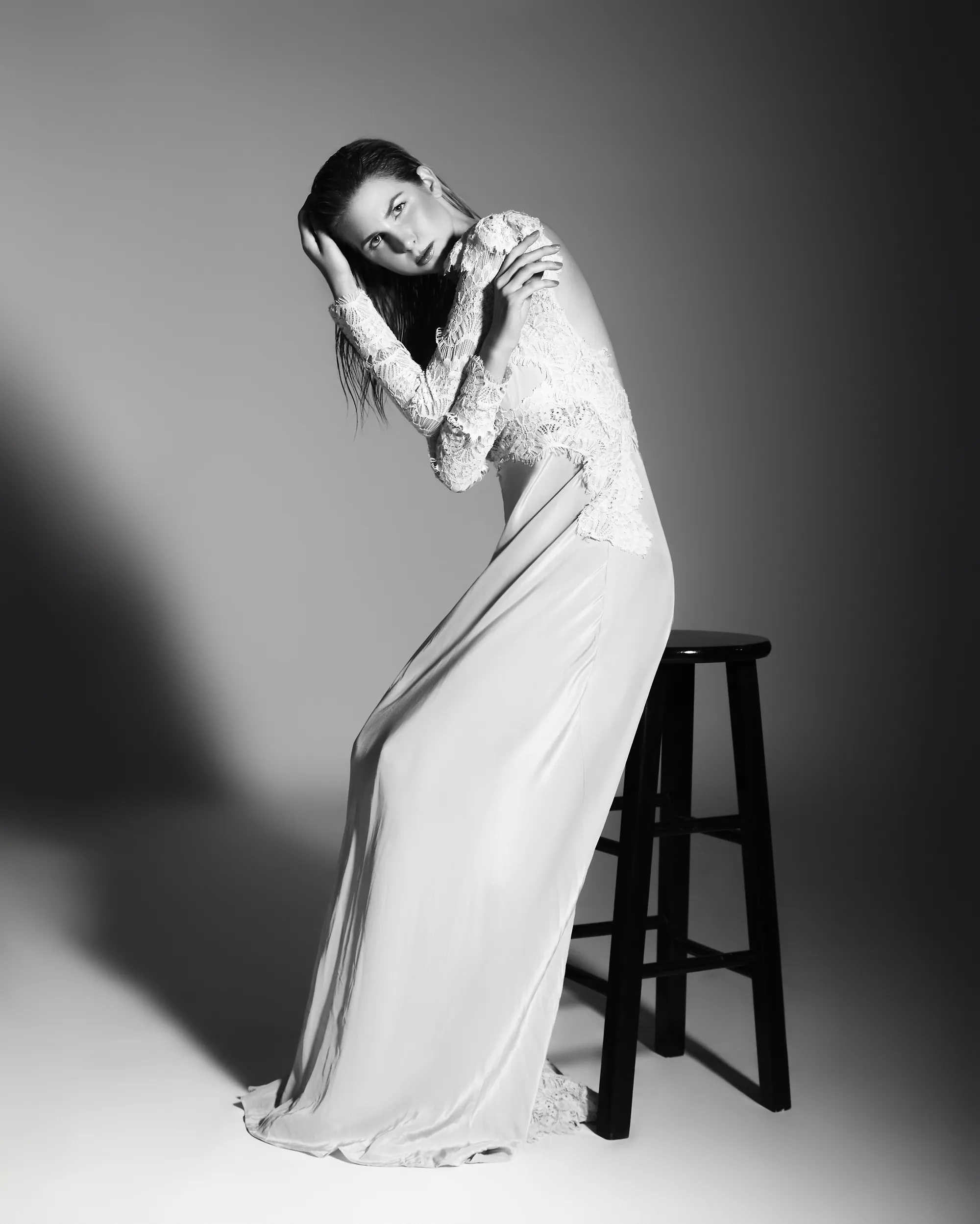 Bridal lace gown — studio